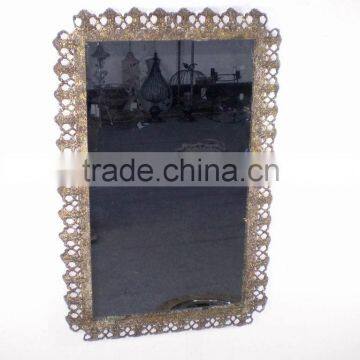 Rectangle Metal Mirror with Anqitue Golden Finish