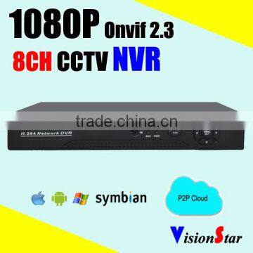 CCTV dvr 1080P H.264 8CH NVR network P2p Onvif Standalone video recorder surveillance system