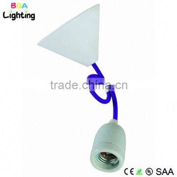 Simple E26 Ceramic Suspension Lamp With Fabric Wire photo-2