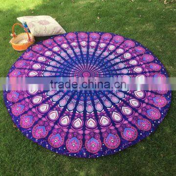 Latest Design Peacock Round Beach Scarves Yoga Mat