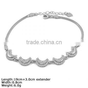 BZK-0002 Silver Fashion Bracelet 925 Sterling Silver Moon Pave Setting Bracelet