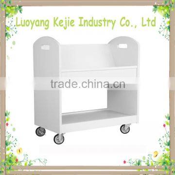 Electrostatic Powder Coating steel library book trolley book carrier useful acrylic book cart with rolling casters