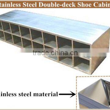 heavy duty stainless steel shoe cabinet with 2 layer