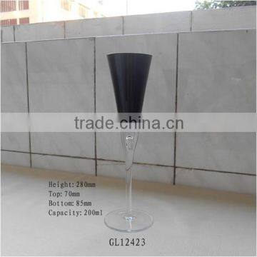 Elegant Black Colored Long Stem Glass Champagne Flute photo-2