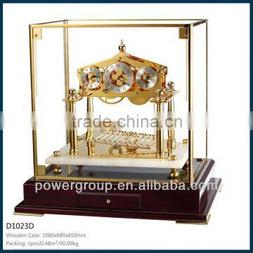 Huge table clock with yellow Brass Glass cover Wooden seat with drawer for home decoration D1023D