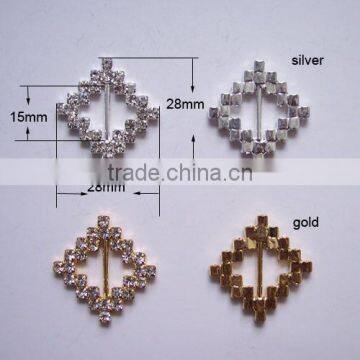 (M0175-15mm inner bar) rhinestone buckle for wedding invitation card,silver or gold plating