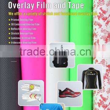 Seamless decorative overlay film for ski jacket,laser cut logo and shoes