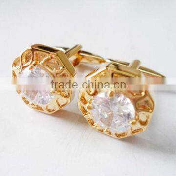 Pearl Artificial diamond rhinestone golden cufflinks