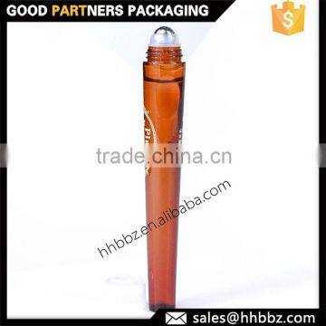 Tall thin clear brown color metal roll on bottle for essential oil 15ml