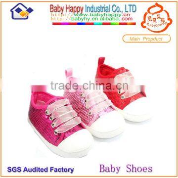 Wholesale fashion design pink sequin soft sole baby girl sneaker shoes