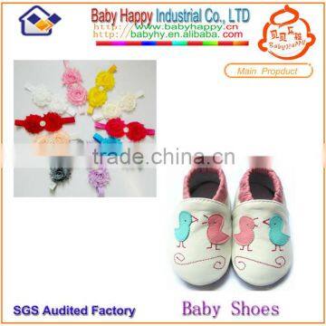 make baby leather shoes and headband set