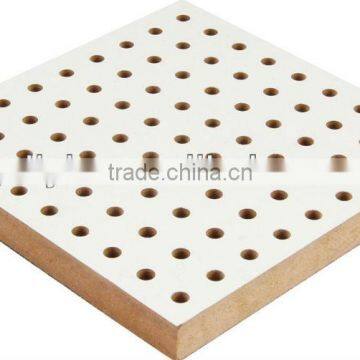 white melamine perforated acoustic wood wall paneling