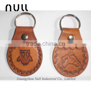 Embossing pattern style leather key holder with metal ring