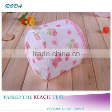 YIWU RODA 100% polyester mesh printed folding cylindrical laundry bag