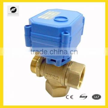 3 way brass electric shut off valve 1/4" 8mm vertical type T flow