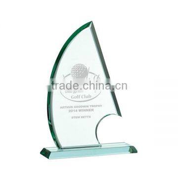 Glass ship shaped trophy award blank engraved logo crystal boat awards for sport souvenirs