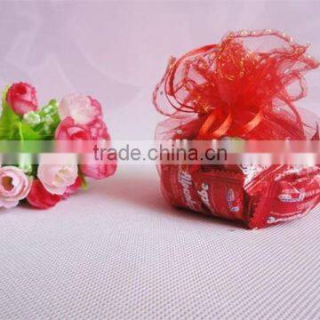 White Lace Drawstring Wedding Organza Bag White Organza Pouch photo-4