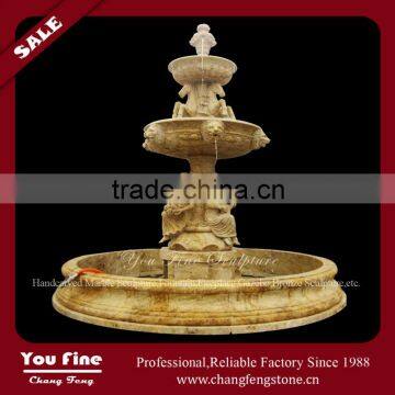 Carved Stone Beige Marble Fountain