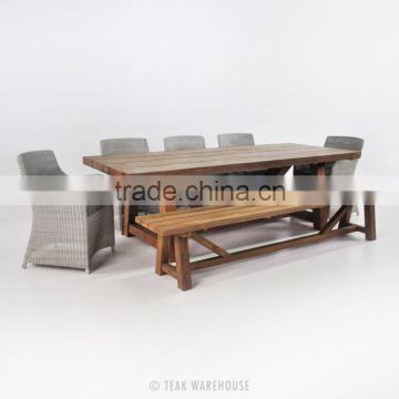 Teak Dining Table Bench Rattan Chair Patio Furniture Sale