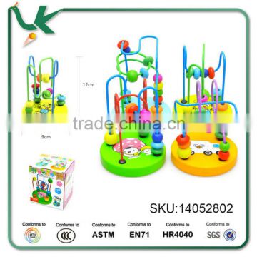 New Colorful Baby Children Wooden Toy Mini Around Beads Wire Maze Educational Game//Random