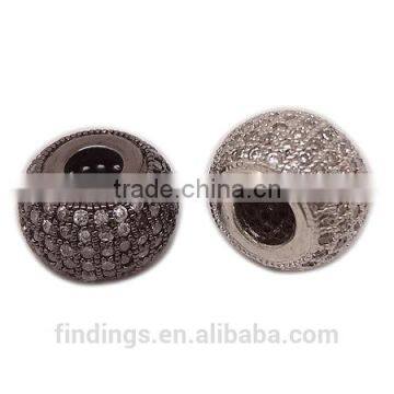 BJ3481Hottest selling rondelle micro pave beads.crystal pave brass beads,zircon beads for jewellery making jewelry