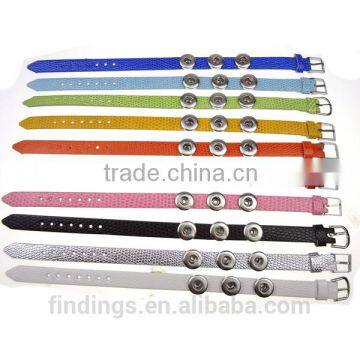 CJ2047 Hottest selling interchangeable clicks button bracelet,leather snap button charm bracelets fit all snap jewelry
