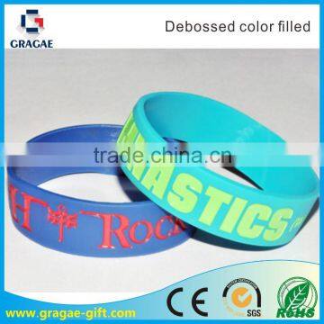 3/4 Inch Silicone Bracelets debossed color filled Silicone Wristband