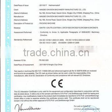 EC-ATTESTATION CERTIFICATE OF MACHINE SAFETY