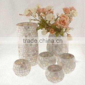 Wholesale White tall mosaic glass vases