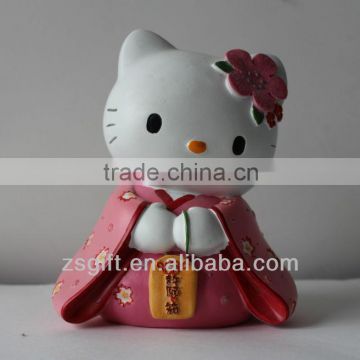 polyresin gifts,ceramic cat hello kitty decorations,home ornament,holiday gift with factory OEM/ODM