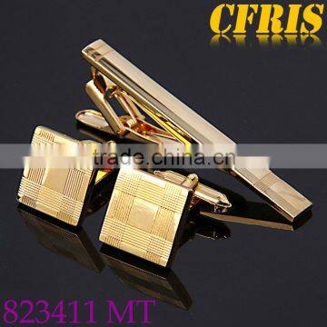 2013 New Fashion Expensive Gold Plated Tie Clip and Cufflinks Set