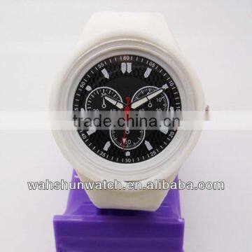 factory custom logo fashion quartz branded silicone wrist white watch with black dial