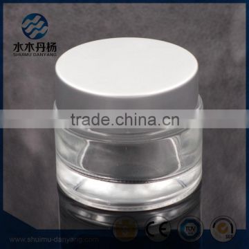 Hot selling 50ml clear glass cosmetic jar with screw cap