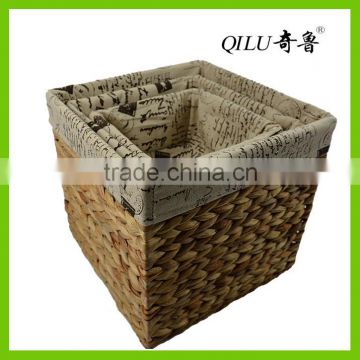 Handcraft round water hrciath weaving cotton lining storage basket