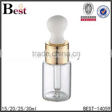 15ml 20ml 25ml 30ml clear glass bottle with aluminum collar big rubber dropper                        
                                                Quality Choice