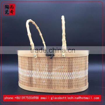 natural bamboo folding fruit basket with lid