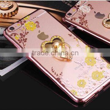 Bling Diamond Ring Holder Phone Case Crystal Flexible TPU Cover for Iphone 6 With Kickstand photo-6