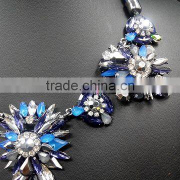 Fashion Rope Chain Necklace Crystal Flower Pendant Necklace New Design Necklace 2015 photo-3