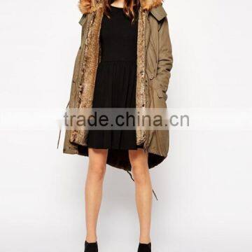 Parka Jacket With Detachable Faux Fur Lining & Hood