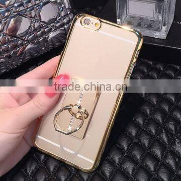 TPU finger ring holder tpu cover case cell phone case with electroplate ring holder for iphone