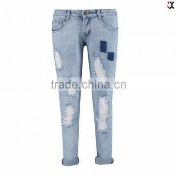 low rise distressed turn up unique design jeans trousers JXA116