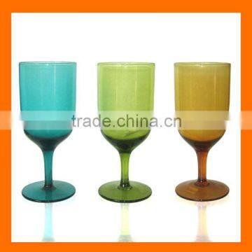 Hand Blow Colored Wine Glass,amber,blue,green