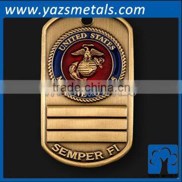 custom made military tags with brass plating, with person logo