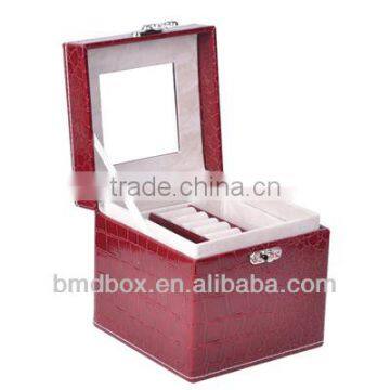 square shape three layers portable jewelry box