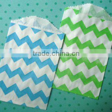 Neon Green Chevron Candy Treat Paper Bag