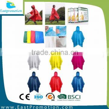 WHITE ADULT PVC RAINPONCHO RAINCOAT FOR PROMOTION