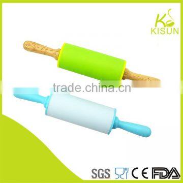 Wooden Handle Mini Size Baking Silicone Rolling Pin photo-4
