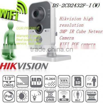 Hikvision 3MP IR Cube Network Camera wifi poe ip camera(4mm lens DS-2CD2432F-I(W)