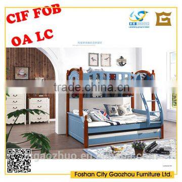 Hot Sale Mediterranean Style Wooden Bunk Bed in Boy Children bedroom Furniture