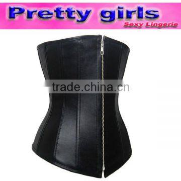 sexy underbust leather front zipper corset tops m1990